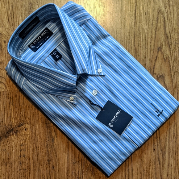 Stafford Other - NWT Men's Stafford Striped Dress Shirt, oxford sz17, 36/37 sleeve